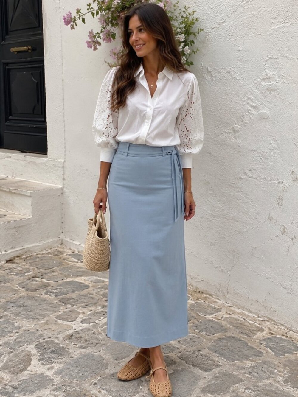 Sovere Volition Maxi Skirt Dawn Blue Size Small NWT Work Causal